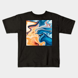 Blue and Orange Liqufy Art Kids T-Shirt